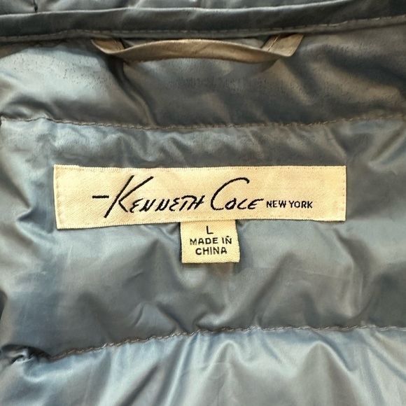 Kenneth Cole New York Puffer Jacket grey Down Filled SZ L - Picture 8 of 9